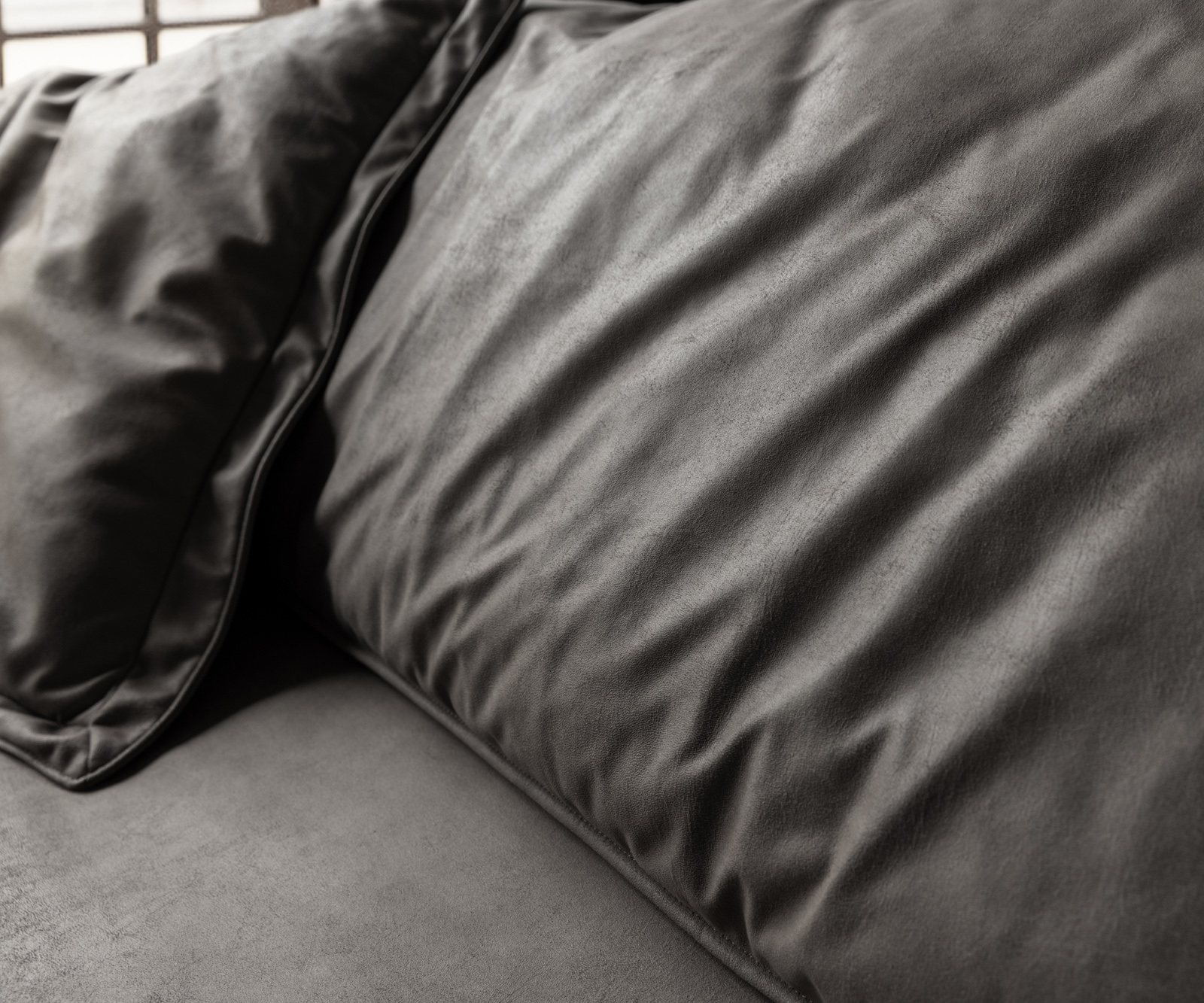 Nagy kanapé Snoosh 400x150 cm mikroszálas fekete vintage rekamié jobb oldali - Image 6