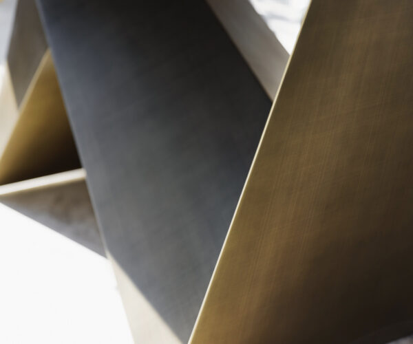 Étkezőasztal Edge 300x100 kerámia Minas melange fehér-bézs origami metál arany - Image 6