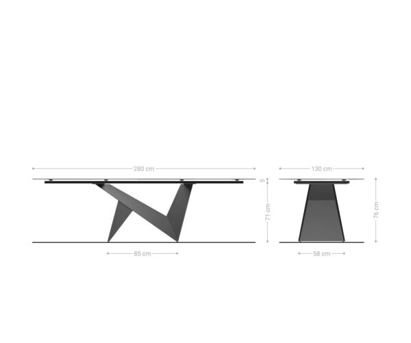 Étkezőasztal Edge ovális 280x130 kerámia Laminam® Emperador Extra Lucidato sötétbarna Origami metál arany - Image 7
