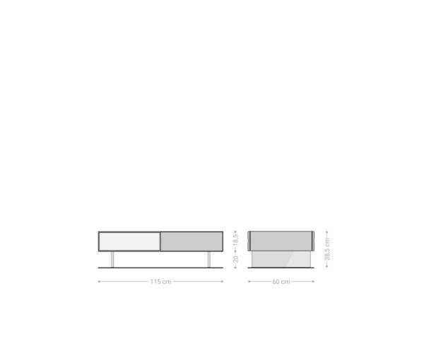 Dohányzóasztal New Live-Edge 115x60 cm akác természetes 2 fiók 1 rekesz lebegő fém láb fekete - Image 6