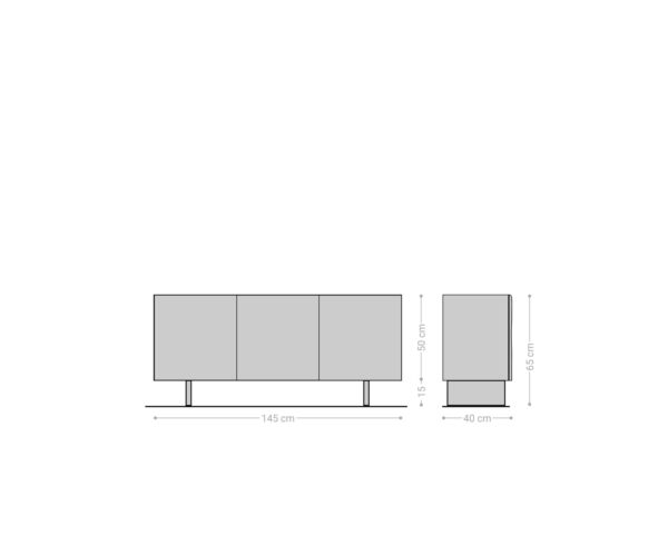 Komód New Live-Edge 145 cm akác természetes 3 ajtós üveg láb - Image 6