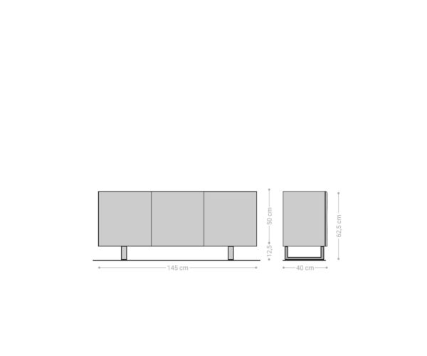 Komód New Live-Edge 145 cm akác természetes 3 ajtós fém kufe fekete - Image 6