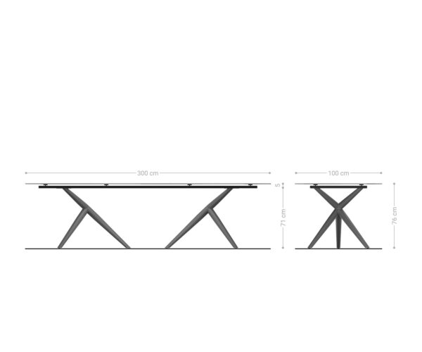 Étkezőasztal Edge 300x100 kerámia Laminam® Statuarietto fehér Estelar kerek fém fehér - Image 8