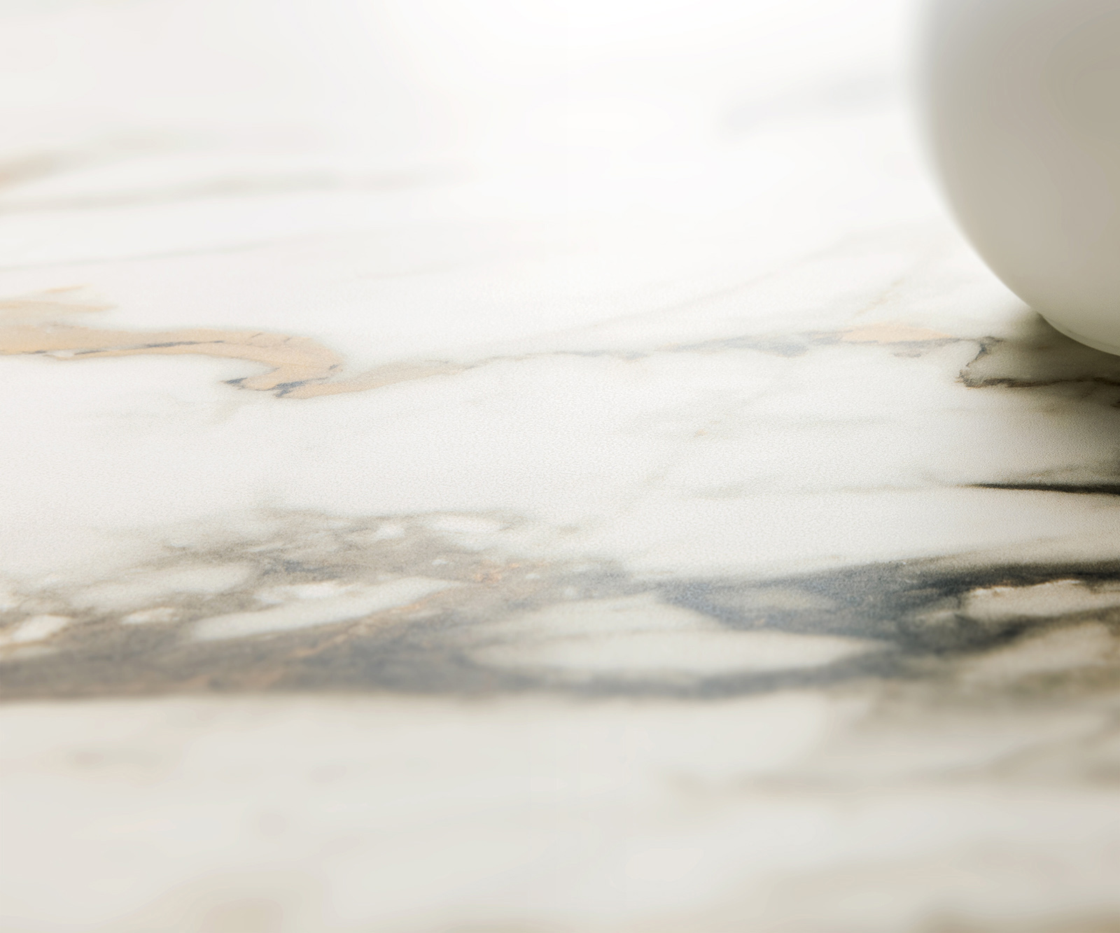 Étkezőasztal Edge 300x100 cm kerámia calacatta luxe fehér arany szürke Estelar kerek fém fehér - Image 5