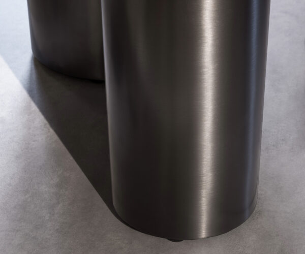 Étkezőasztal Edge ovális 315x150 kerámia Laminam®Emperador extra fényes sötétbarna rozsdamentes acél láb grafit - Image 6