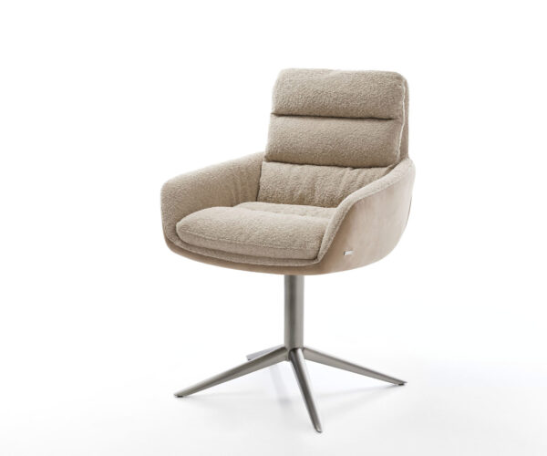 Étkezőszék Abelia-Flex karfás vegyes anyagok sötét bézs grafit láb 360° forgatható hintamechanizmus