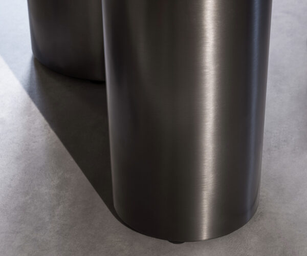 Étkezőasztal Edge ovális 220x120 kerámia Laminam® Nero Greco antracit Troa rozsdamentes acél grafit - Image 7