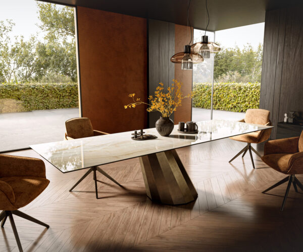 Étkezőasztal Edge 300x100 kerámia Laminam® Onice Oro Parabel metál arany - Image 2