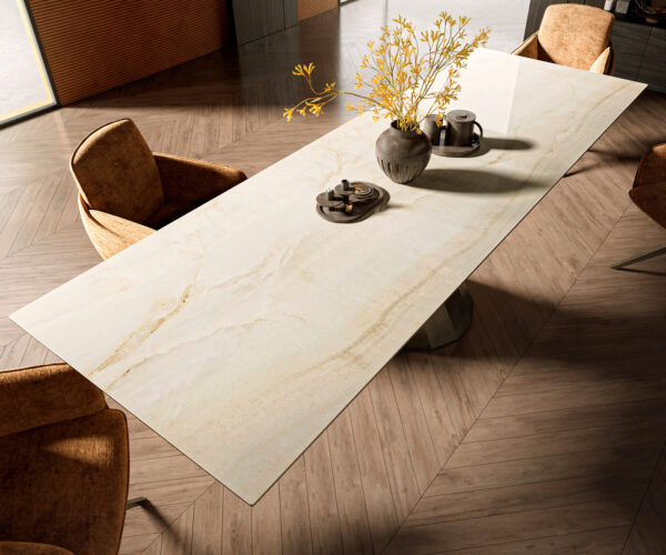 Étkezőasztal Edge 300x100 kerámia Laminam® Onice Oro Parabel metál arany - Image 4
