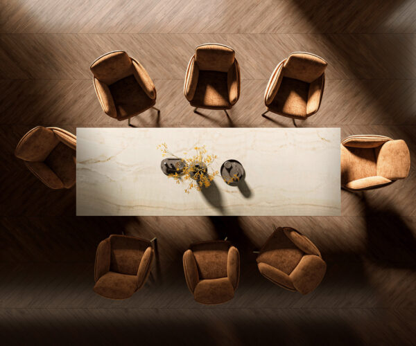 Étkezőasztal Edge 300x100 kerámia Laminam® Onice Oro Parabel metál arany - Image 6