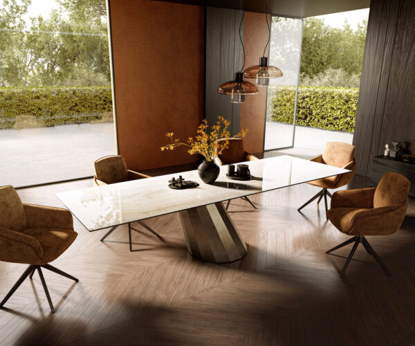 Étkezőasztal Edge 300x100 kerámia Laminam® Onice Oro Parabel metál arany - Image 7