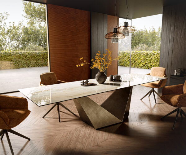 Étkezőasztal Edge 300x100 kerámia Laminam® Onice Oro Prisma metál arany - Image 2