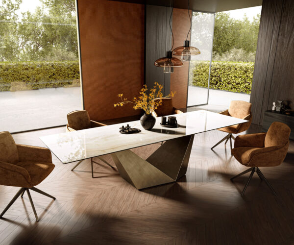 Étkezőasztal Edge 300x100 kerámia Laminam® Onice Oro Prisma metál arany - Image 7