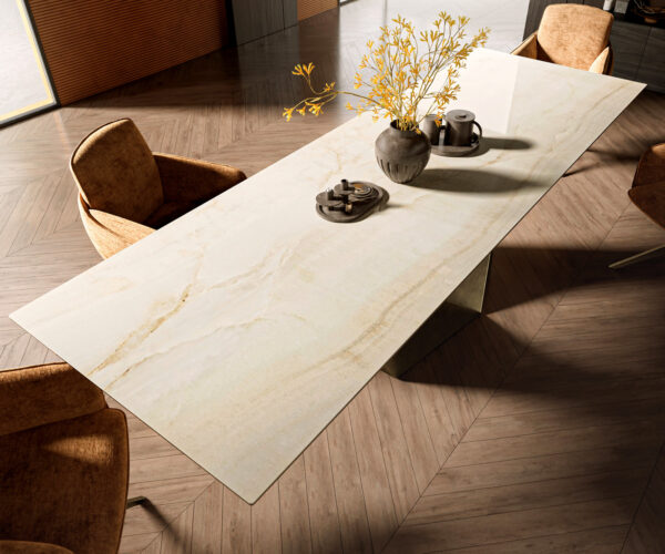 Étkezőasztal Edge 300x100 kerámia Laminam® Onice Oro Prisma metál arany - Image 4