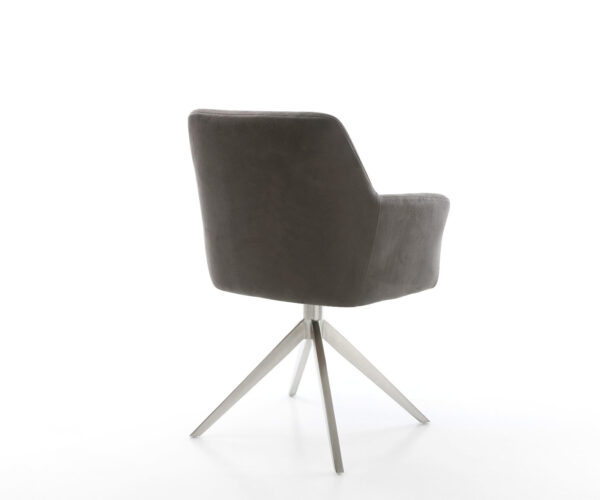 Étkezőszék Xana-Flex karfás mikroszálas antracit vintage kereszt láb széles rozsdamentes acél 360° forgatható hintamechanizmus zsákrugós matrac - Image 5