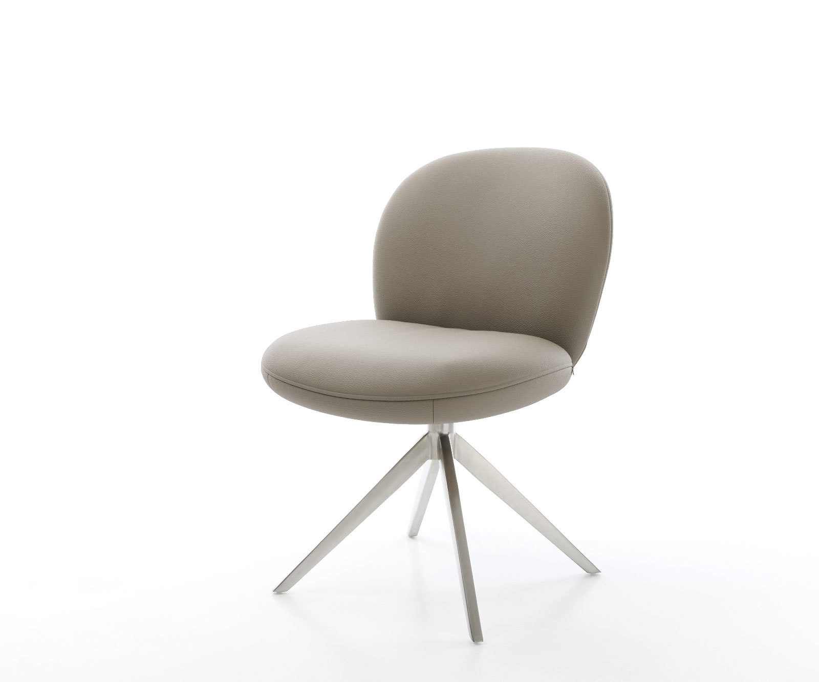 Étkezőszék Nube-Flex valódi bőr sötét bézs kereszt láb széles rozsdamentes acél 360° forgatható billenő zsákrugós matrac