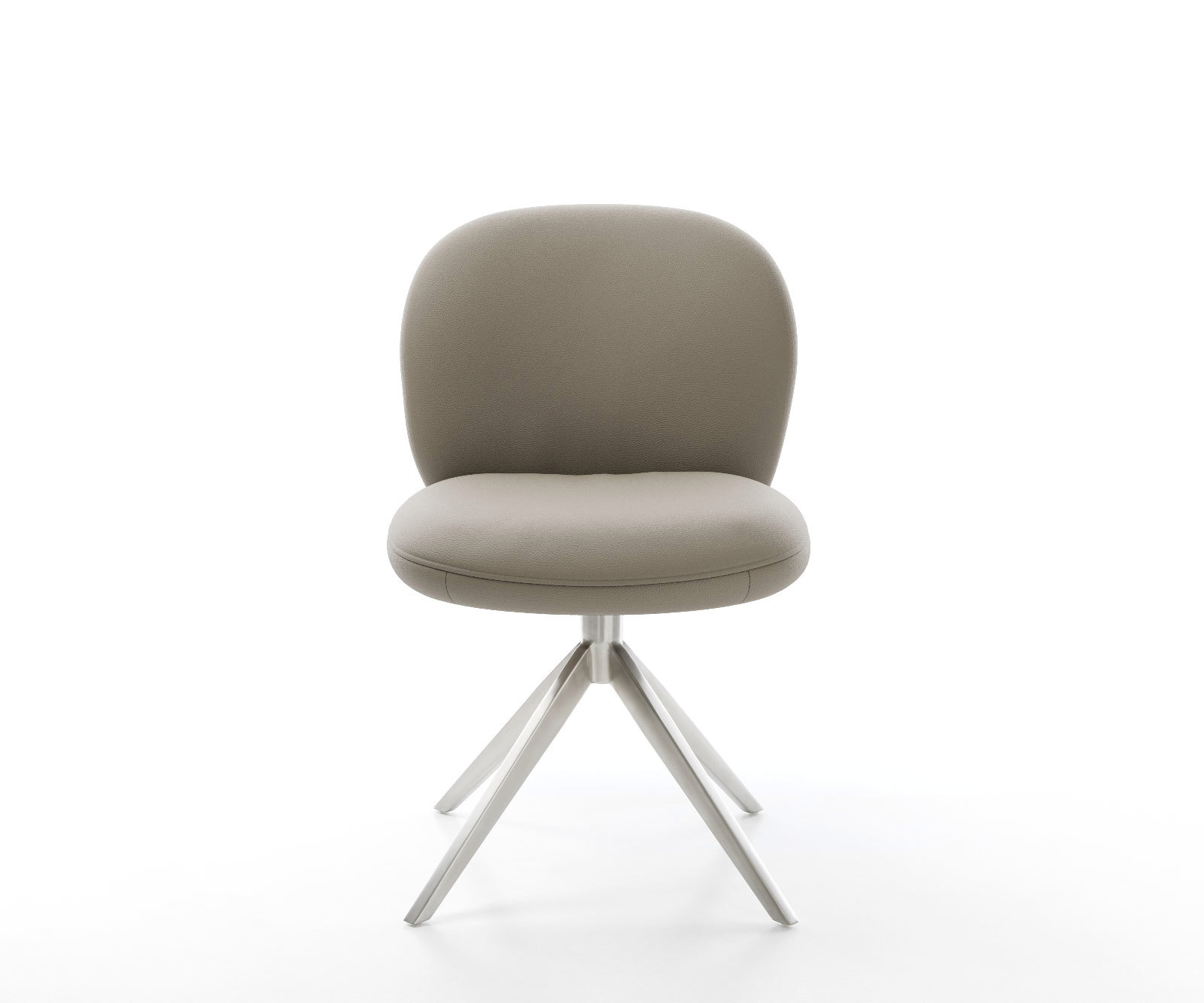 Étkezőszék Nube-Flex valódi bőr sötét bézs kereszt láb széles rozsdamentes acél 360° forgatható billenő zsákrugós matrac - Image 2