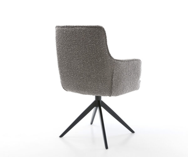 Étkezőszék Heira-Flex karfás bouclé ezüstszürke kereszt láb széles fekete 360° forgatható hintamechanizmus zsákrugós matrac - Image 5