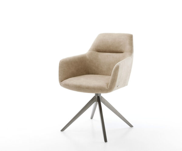 Étkezőszék Pejo-Flex mikroszálas bézs vintage kereszt láb széles grafit 360° forgatható billenő zsákrugós