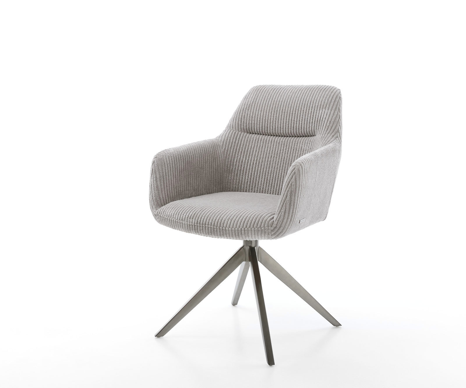 Étkezőszék Pejo-Flex plüss kordbársony ezüstszürke kereszt láb széles grafit 360° forgatható billenő zsákrugós