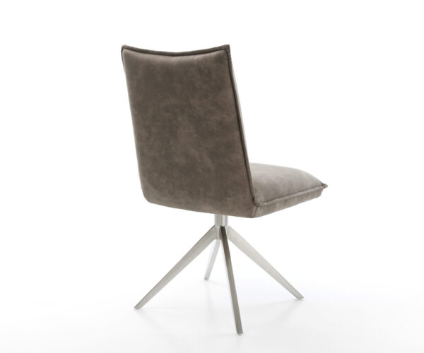 Étkezőszék Lelio-Flex mikroszálas taupe vintage kereszt láb széles rozsdamentes acél 360° forgatható billenő zsákrugós - Image 5