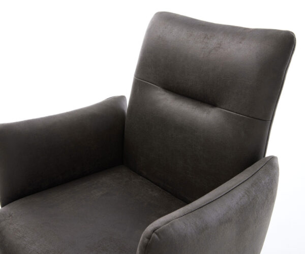 Étkezőszék Jova-Flex karfás mikroszálas antracit vintage kereszt láb széles rozsdamentes acél 360° forgatható hintamechanizmus zsákrugós - Image 4