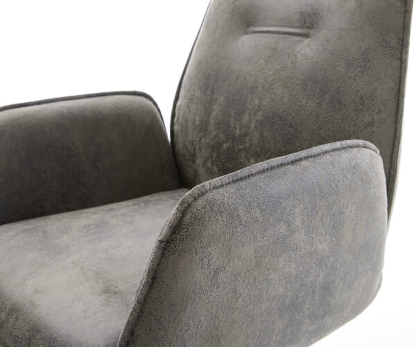 Étkezőszék Zoa-Flex mikroszálas szürke vintage kereszt láb széles grafit 360° forgatható hintamechanizmus zsákrugós matrac - Image 4