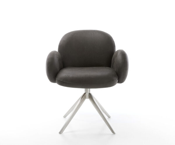 Étkezőszék Nube-Flex mikroszálas antracit vintage kereszt láb széles rozsdamentes acél 360° forgatható hintamechanizmus zsákrugós matrac - Image 2