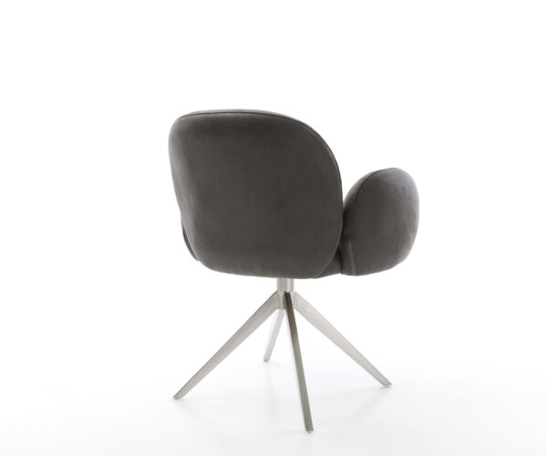Étkezőszék Nube-Flex mikroszálas antracit vintage kereszt láb széles rozsdamentes acél 360° forgatható hintamechanizmus zsákrugós matrac - Image 5
