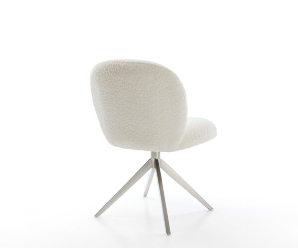 Étkezőszék Nube-Flex bouclé fehér kereszt láb széles rozsdamentes acél 360° forgatható billenő funkció zsákrugós matrac - Image 5