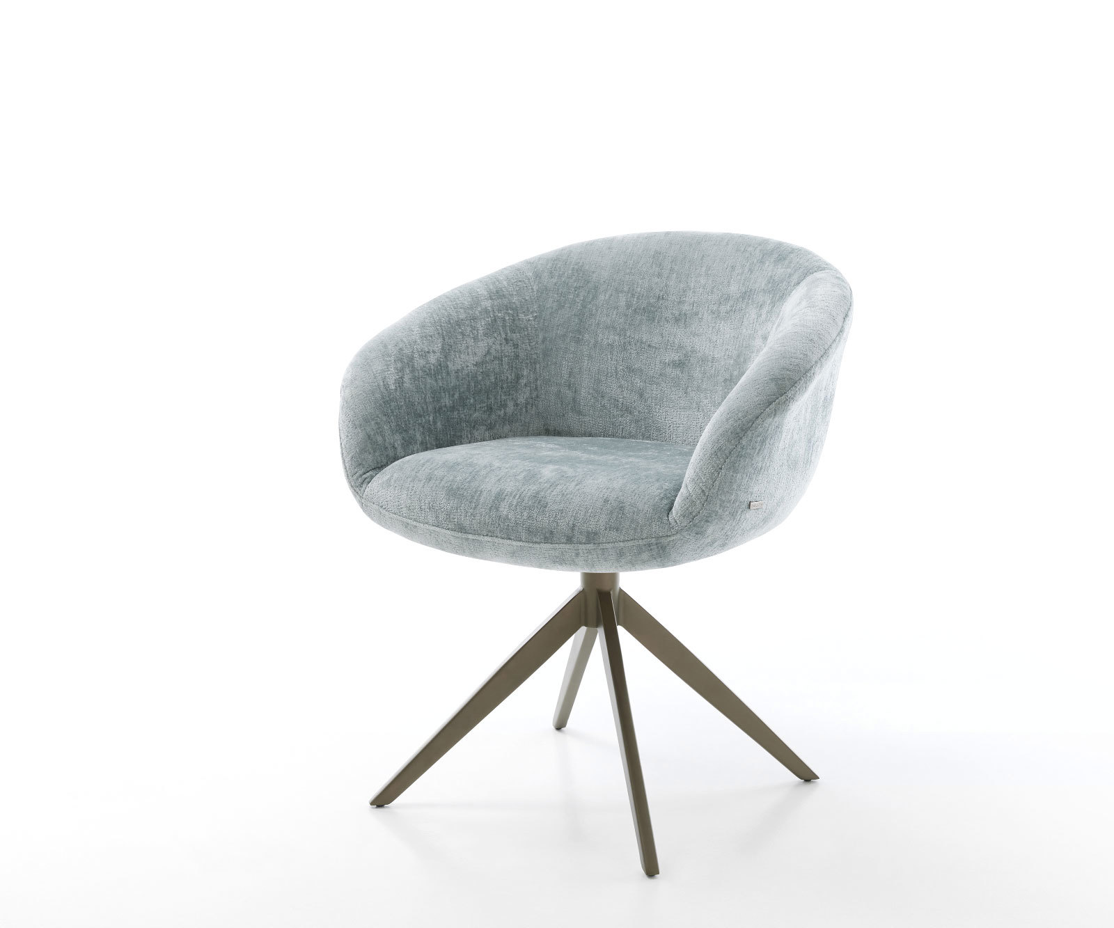 Étkezőszék Vinka-Flex karfás mikroszálas pasztellkék kereszt láb széles titán effekt felület 360° forgatható hintamechanizmus zsákrugós matraccal