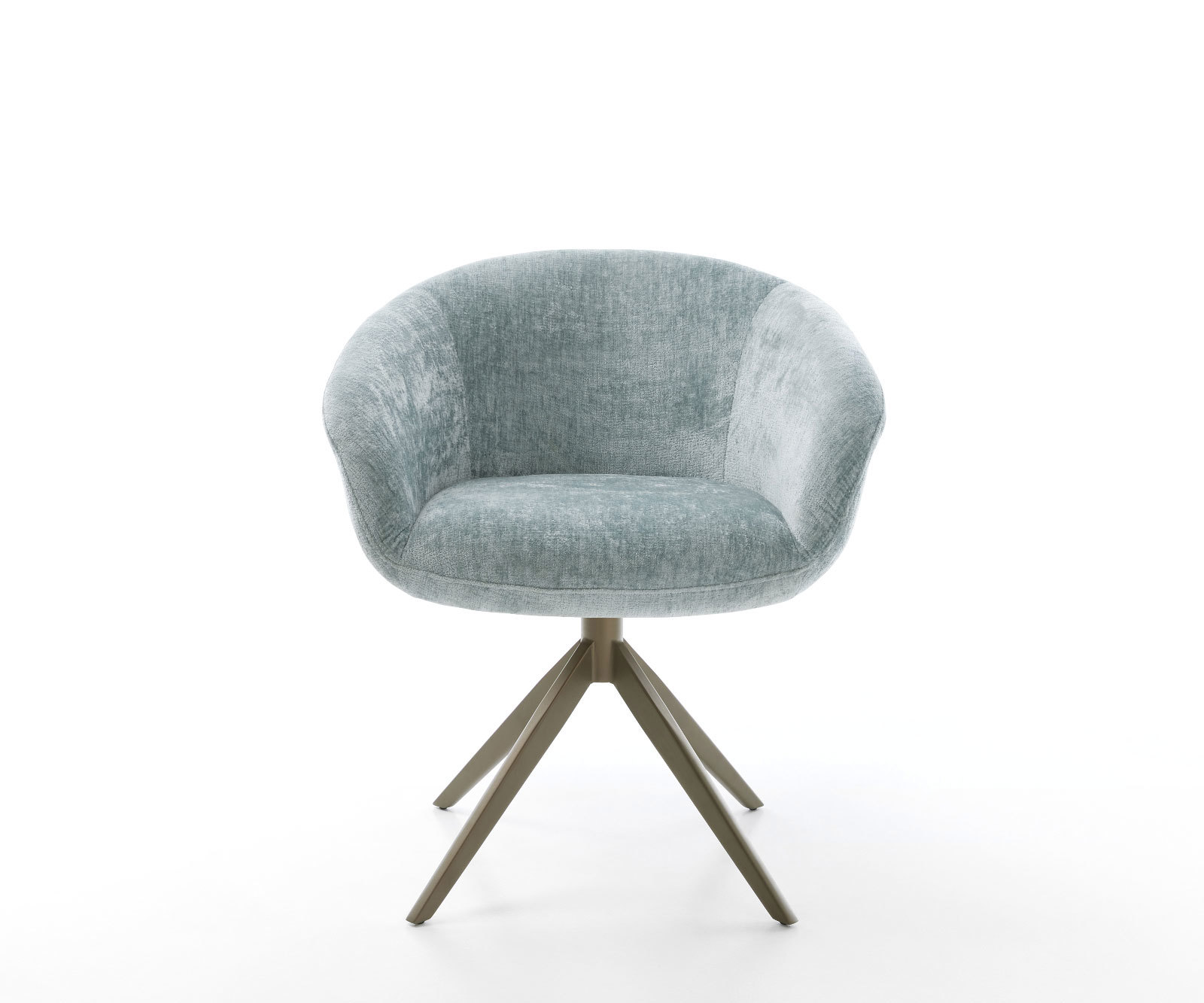 Étkezőszék Vinka-Flex karfás mikroszálas pasztellkék kereszt láb széles titán effekt felület 360° forgatható hintamechanizmus zsákrugós matraccal - Image 2