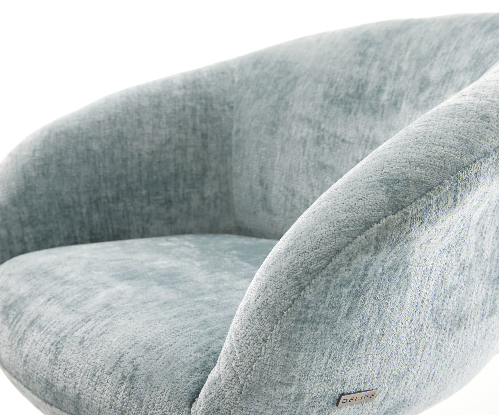 Étkezőszék Vinka-Flex karfás mikroszálas pasztellkék kereszt láb széles titán effekt felület 360° forgatható hintamechanizmus zsákrugós matraccal - Image 4