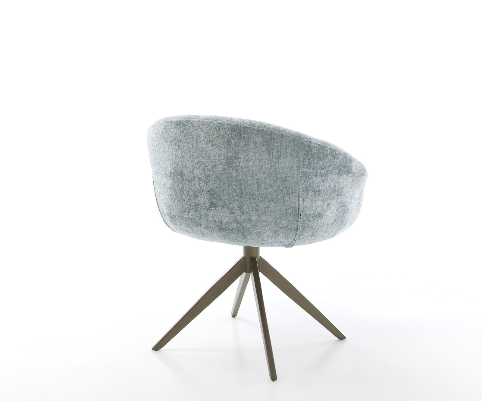 Étkezőszék Vinka-Flex karfás mikroszálas pasztellkék kereszt láb széles titán effekt felület 360° forgatható hintamechanizmus zsákrugós matraccal - Image 5