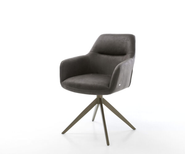 Étkezőszék Pejo-Flex mikroszálas antracit vintage kereszt láb széles titán effekt felület 360° forgatható hintamechanizmus zsákrugós matrac