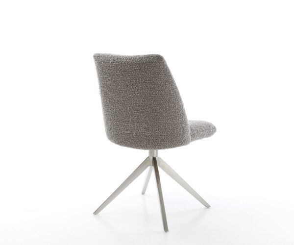 Étkezőszék Elso-Flex bouclé ezüstszürke kereszt láb széles rozsdamentes acél 360° forgatható billenő funkció zsákrugós matrac - Image 5