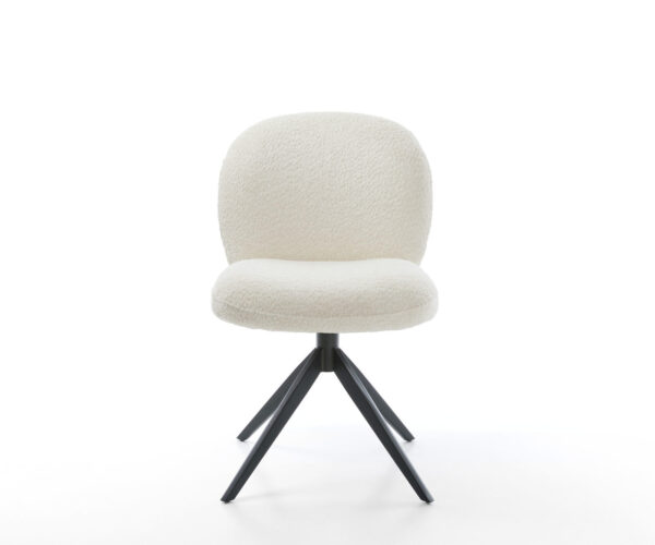 Étkezőszék Nube-Flex bouclé fehér kereszt láb széles fekete 360° forgatható billenő zsákrugó - Image 2