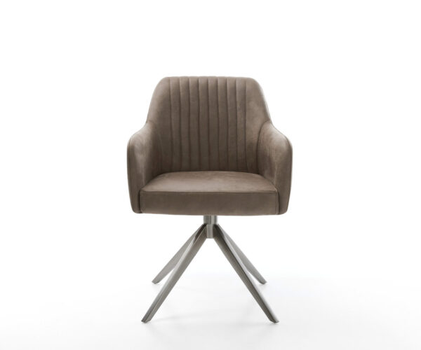 Étkezőszék Greg-Flex mikroszálas taupe vintage kereszt láb széles grafit 360° forgatható hintamechanizmus zsákrugós matrac - Image 2