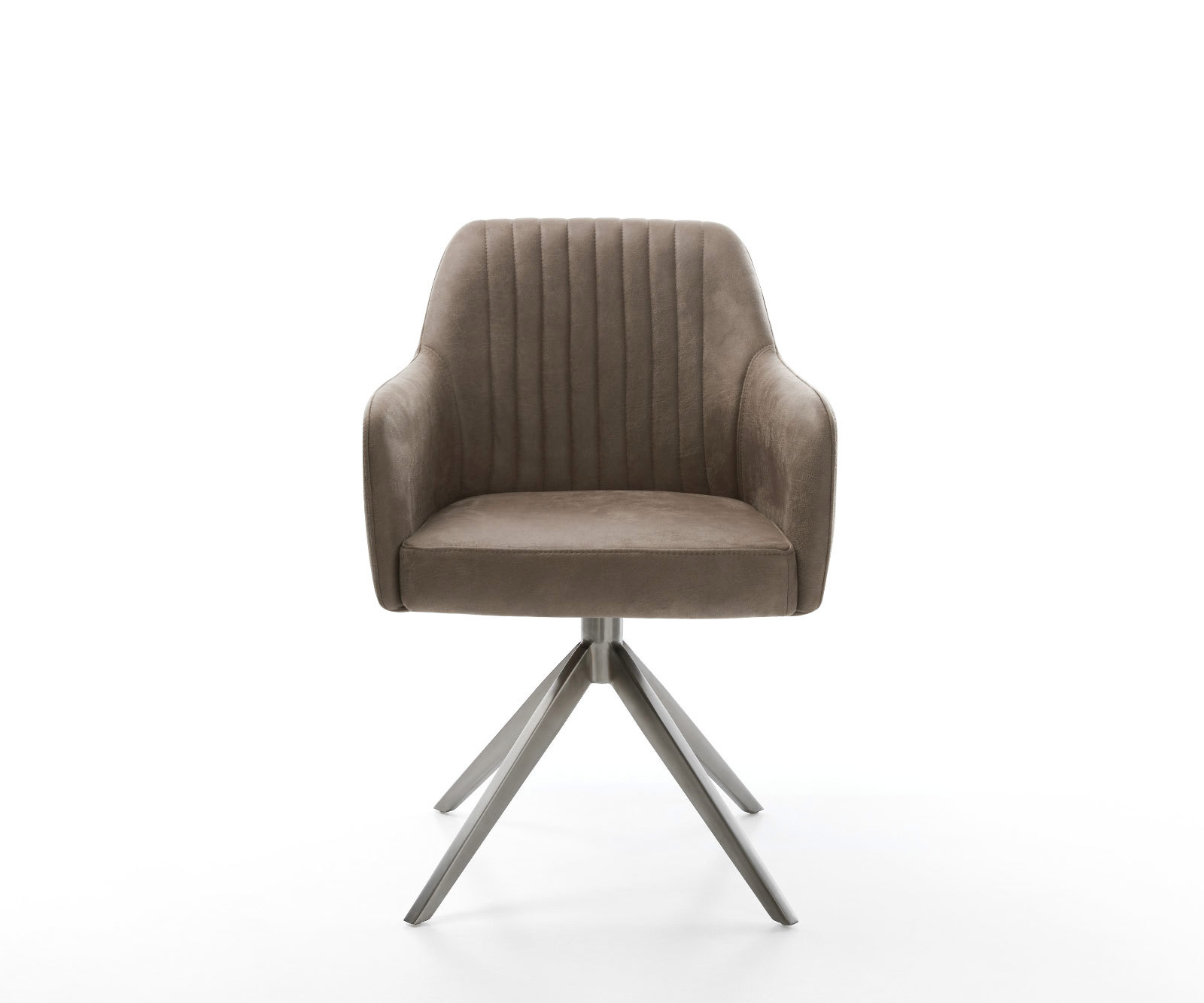 Étkezőszék Greg-Flex mikroszálas taupe vintage kereszt láb széles grafit 360° forgatható hintamechanizmus zsákrugós matrac - Image 2