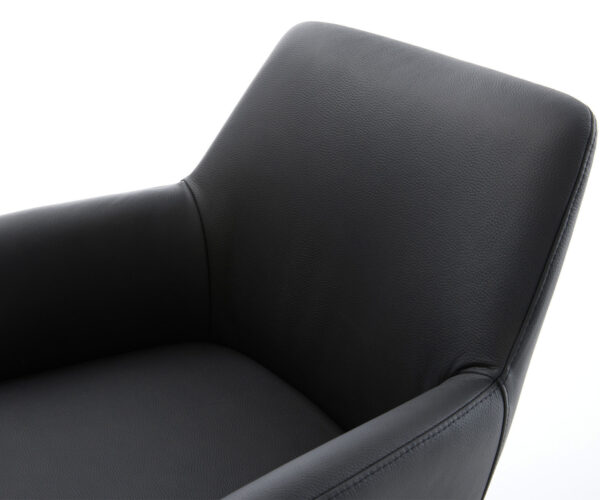 Étkezőszék Xana-Flex karfás valódi bőr fekete kereszt láb széles titán hatású 360° forgatható hintamechanizmus zsákrugós matraccal - Image 4