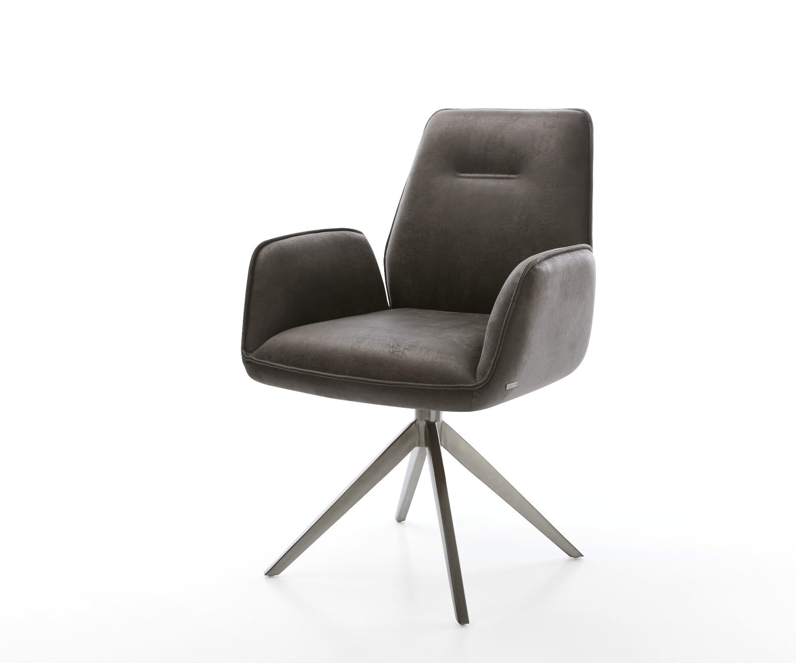 Étkezőszék Zoa-Flex mikroszálas antracit vintage kereszt láb széles grafit 360° forgatható hintamechanizmus zsákrugós matrac