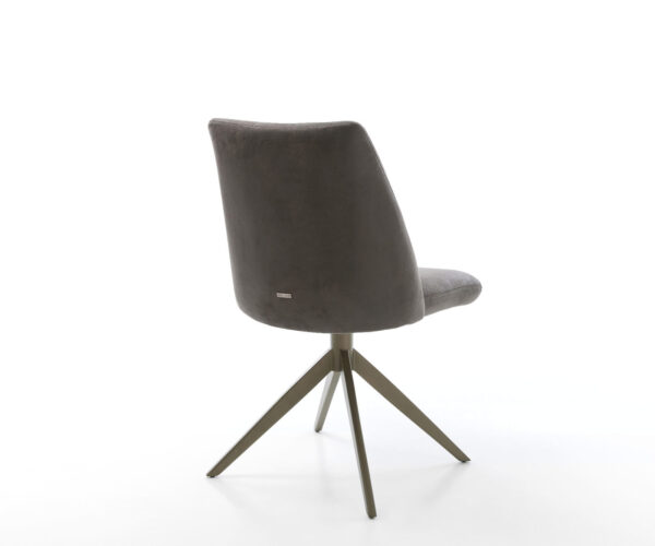 Étkezőszék Elso-Flex mikroszálas antracit vintage kereszt láb széles titán effekt felület 360° forgatható hintamechanizmus zsákrugós matrac - Image 5