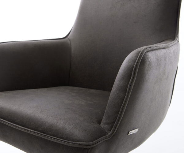 Étkezőszék Heira-Flex karfás mikroszálas antracit vintage kereszt láb széles titán effekt felület 360° forgatható hintamechanizmus zsákrugós matrac - Image 4