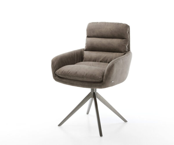 Étkezőszék Abelia-Flex mikroszálas taupe vintage karfás széles grafit kereszt lábas 360° forgatható billenő funkció