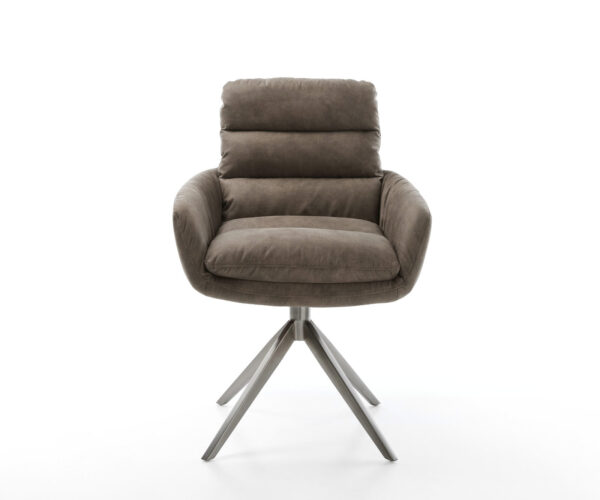 Étkezőszék Abelia-Flex mikroszálas taupe vintage karfás széles grafit kereszt lábas 360° forgatható billenő funkció - Image 2