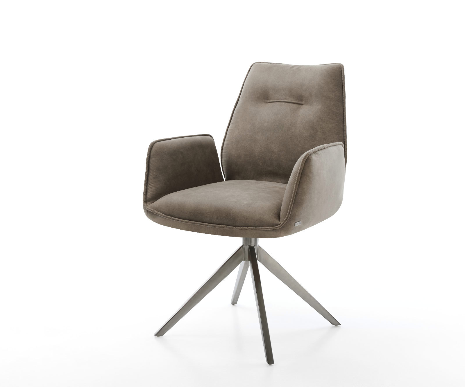 Étkezőszék Zoa-Flex mikroszálas taupe vintage kereszt láb széles grafit 360° forgatható hintamechanizmus zsákrugó