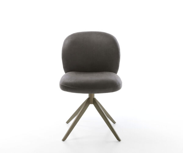 Étkezőszék Nube-Flex mikroszálas antracit vintage kereszt láb széles titán effekt felület 360° forgatható hintamechanizmus zsákrugós matrac - Image 2