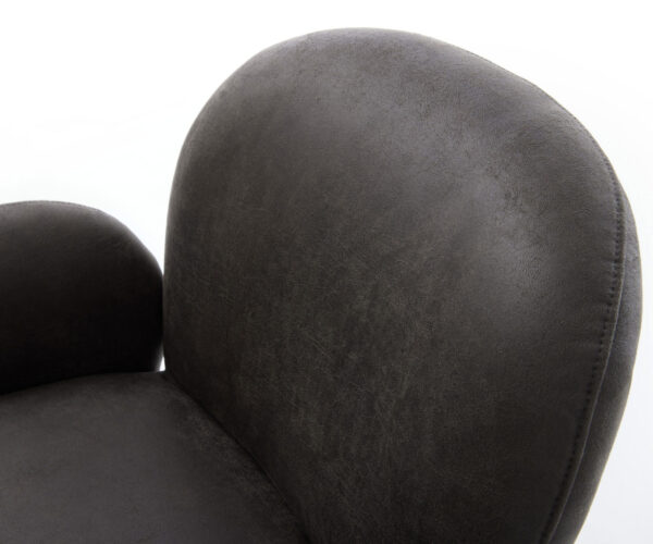 Étkezőszék Nube-Flex karfás mikroszálas antracit vintage kereszt láb széles titán hatás forgatható 360° hintamechanizmus zsákrugós matrac - Image 4