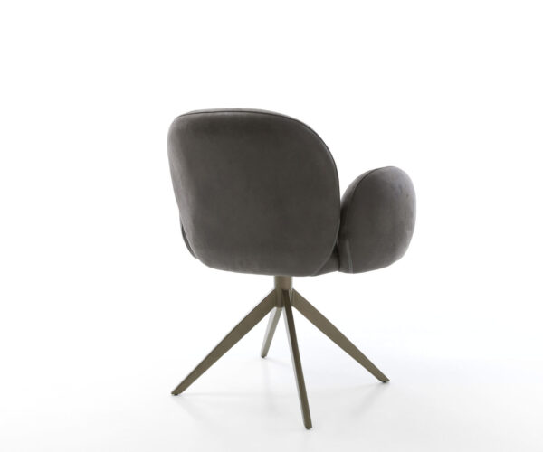 Étkezőszék Nube-Flex karfás mikroszálas antracit vintage kereszt láb széles titán hatás forgatható 360° hintamechanizmus zsákrugós matrac - Image 5