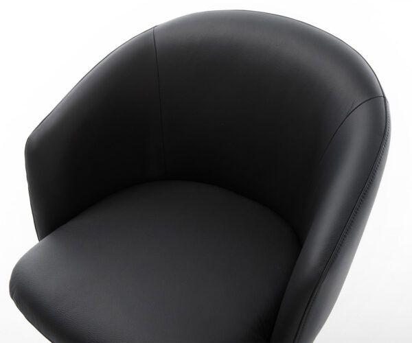 Étkezőszék Caja-Flex karfás valódi bőr fekete kereszt láb széles fekete 360° forgatható hintamechanizmus zsákrugós matrac - Image 4